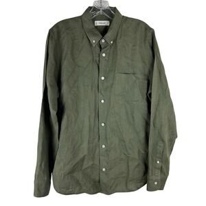Everlane Men's Linen Button Up Long Sleeve Shirt Size Medium Green